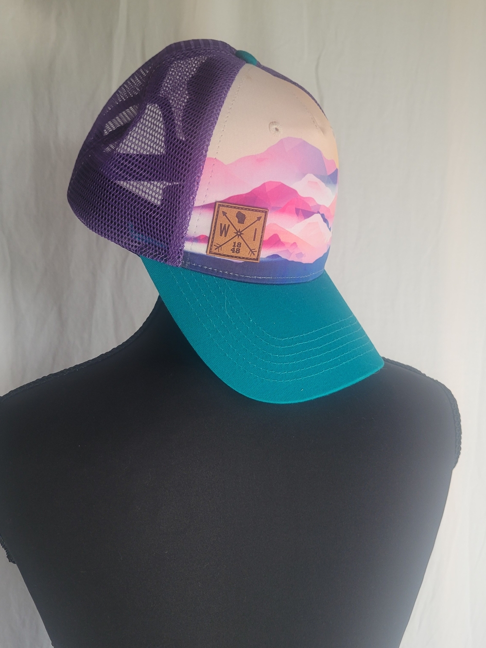 Locale Outdoors Mountain Sunset Trucker Hat | Purple & Teal Snapback Cap